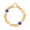 Pulseira Bicolor em Ouro 19kl com Esferas em Lapis-Lazuli (20cm)