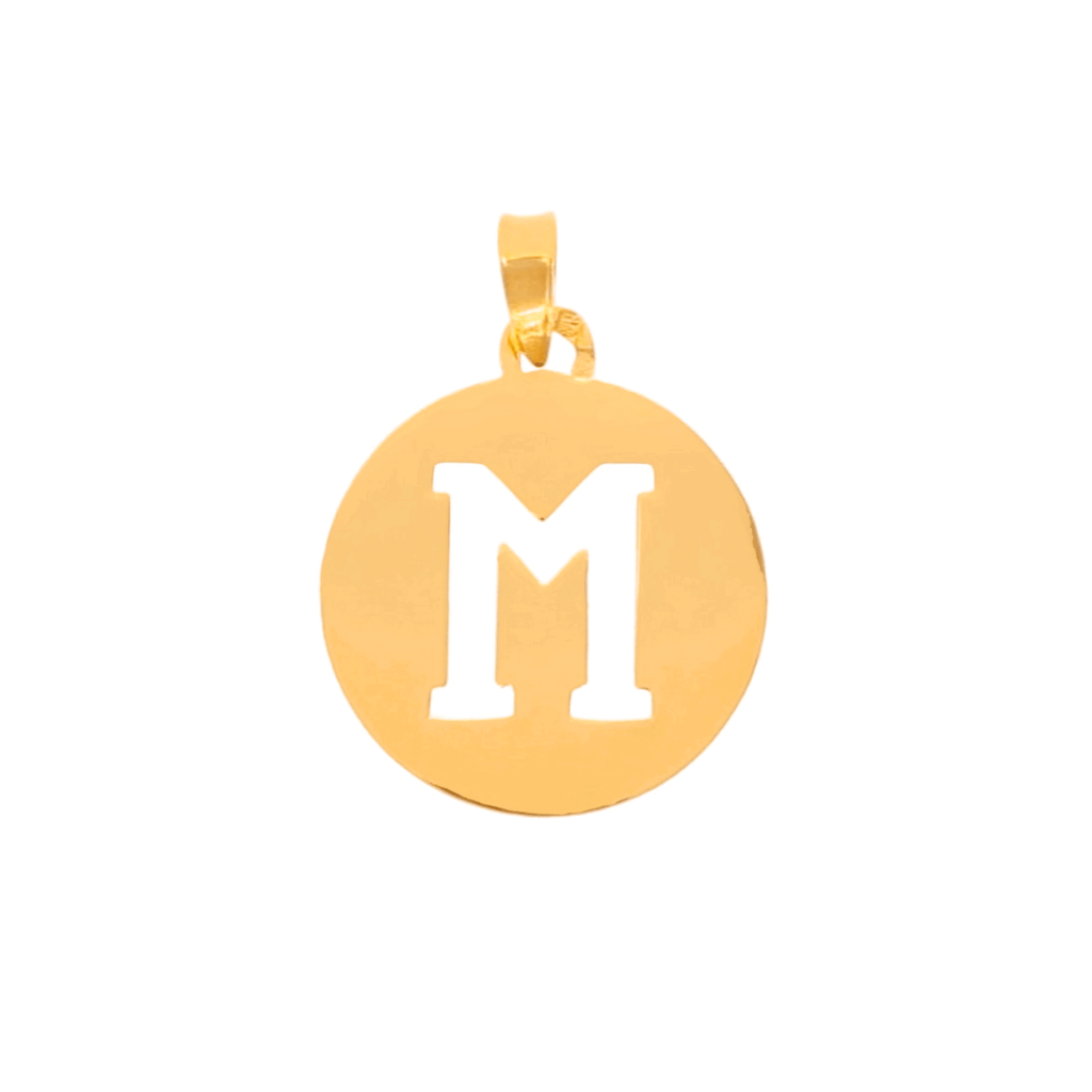 Medalha Redonda em Ouro 19kl com Letra M (2cm)