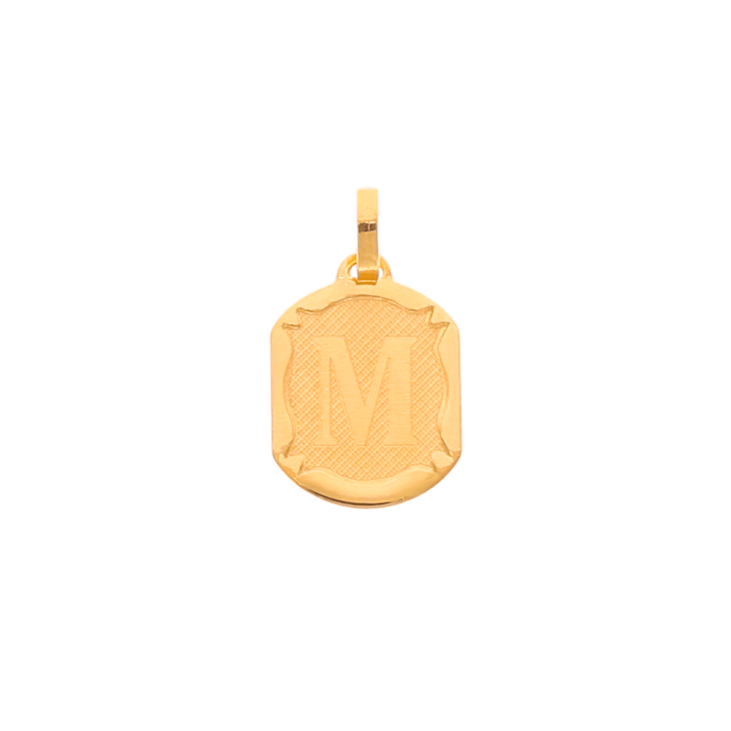 Medalha em Ouro 19kl com Letra M e Efeito Texturizado (1.5cm)