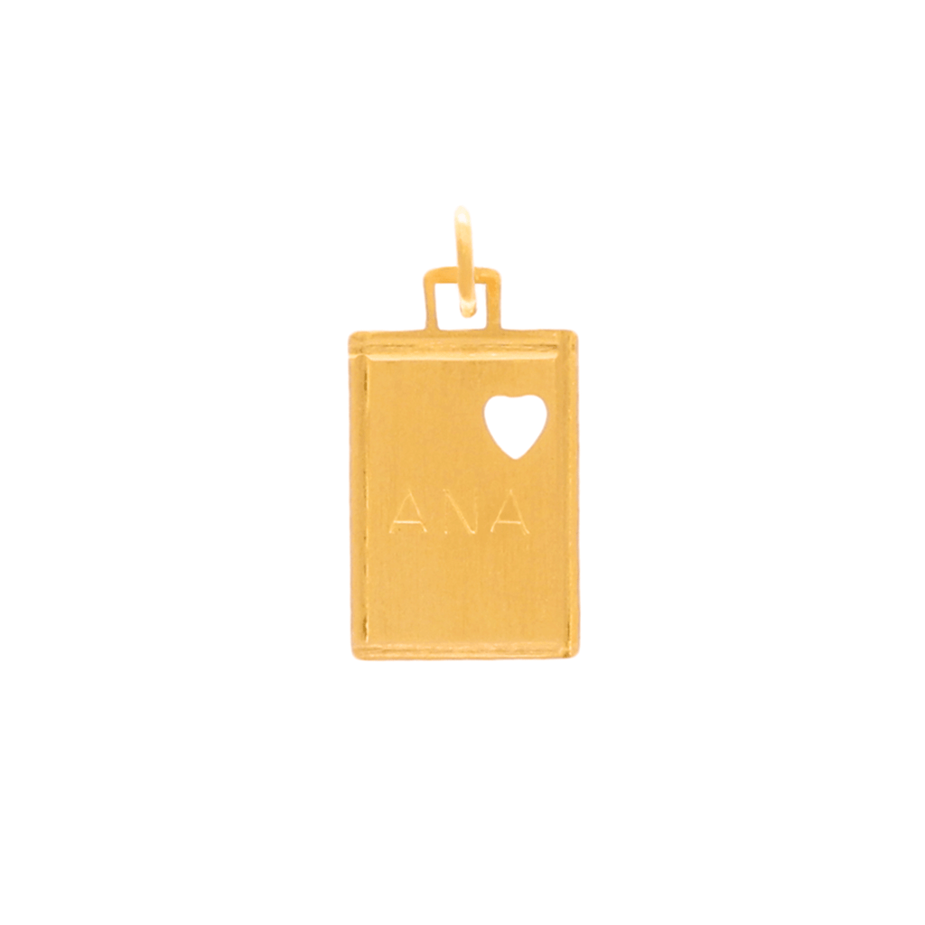 Medalha em Ouro 19kl com Nome Ana e Coração Recortado (1.7cm)