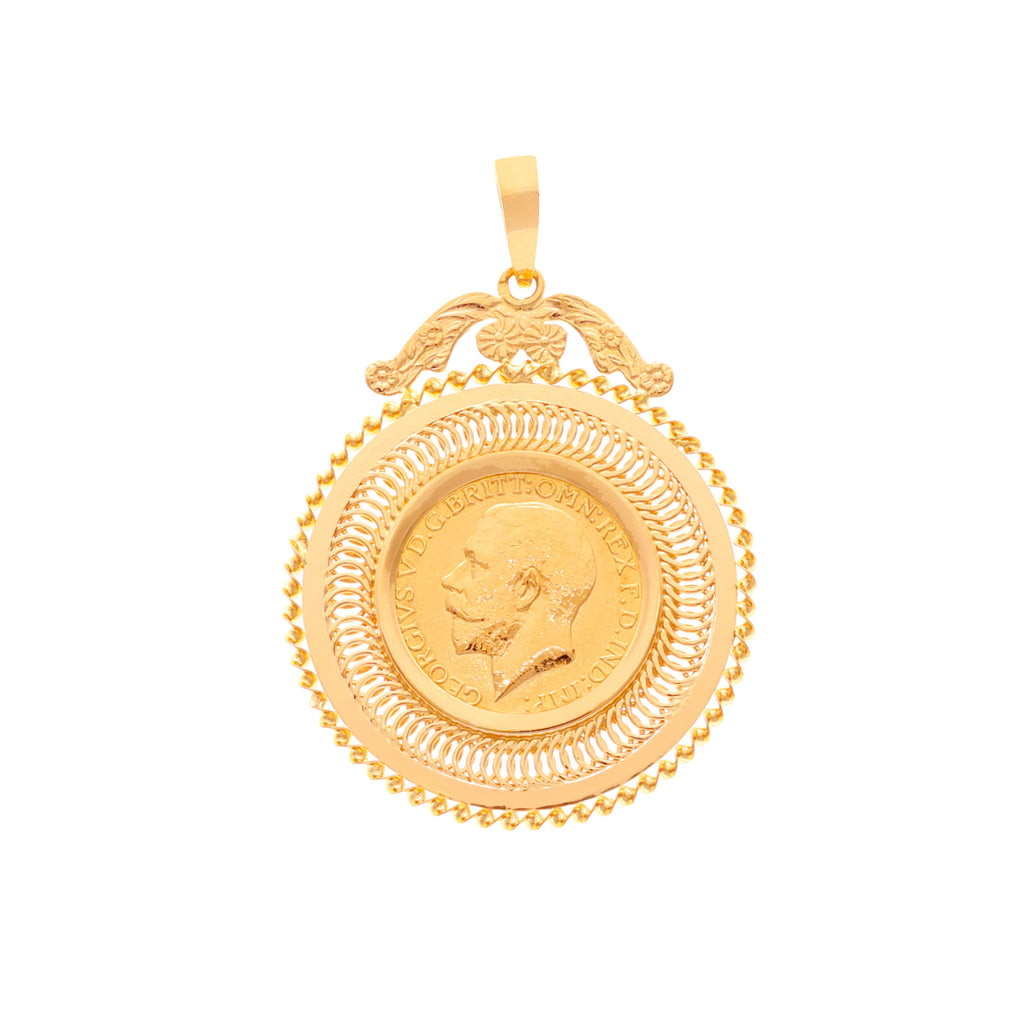Libra Rei Jorge V (1912) com Aro estilo Dola em Ouro 19kl