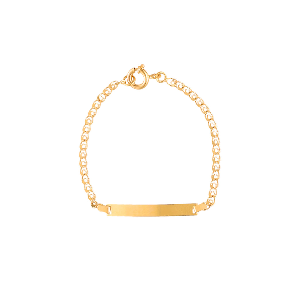 Pulseira de Criança em Ouro 19kl com Chapa e Malha Elos Love (12cm)