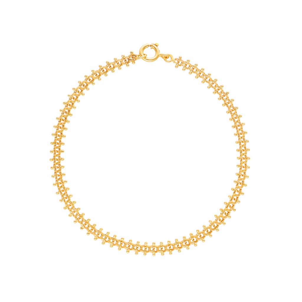 Pulseira Malha Friso Com Granitos em Ouro 19kl (18.5cm)