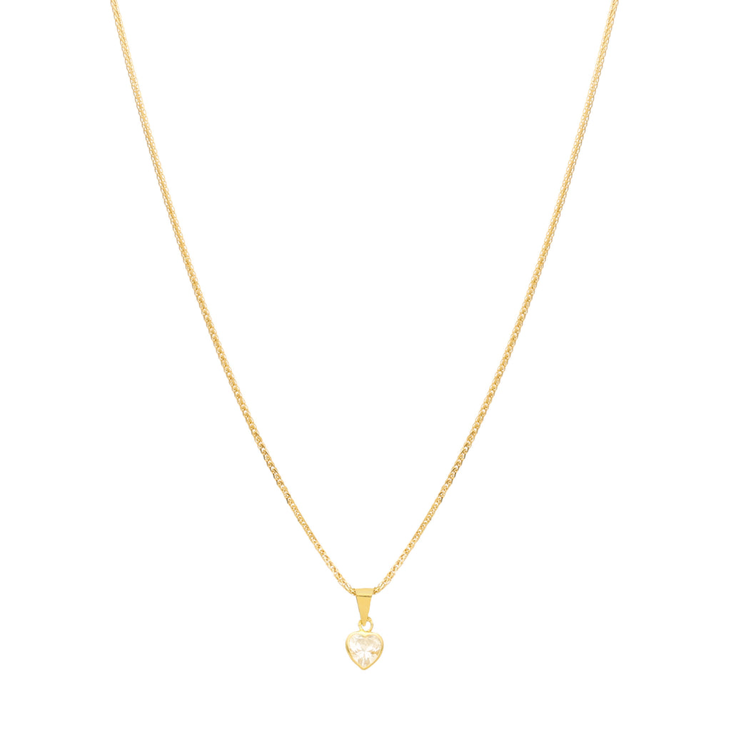 Fio Malha Simples em Ouro 19kl com Pendente Coração (44.5cm)