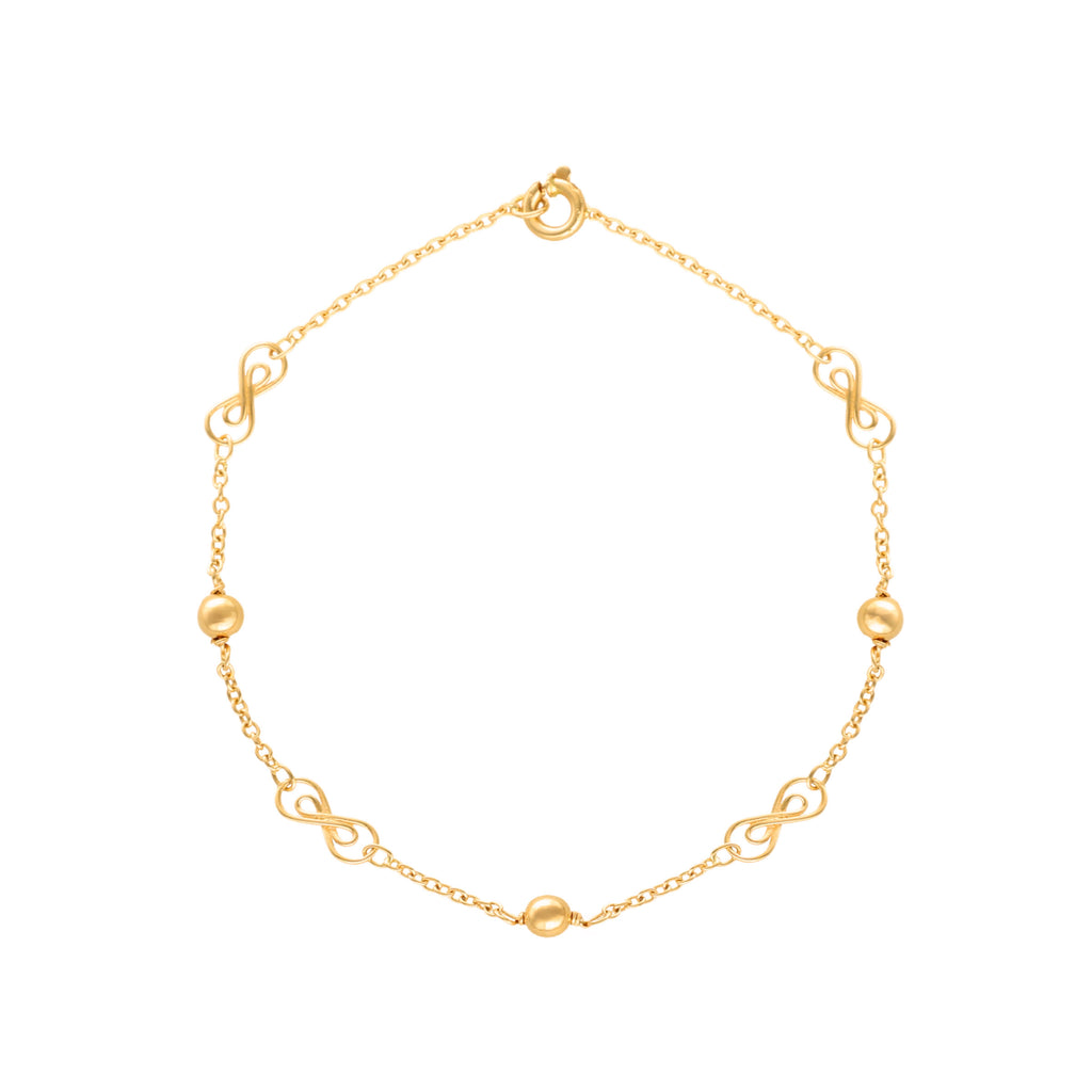 Pulseira em Ouro 19kl com Esferas e Elos Infinito (19cm)