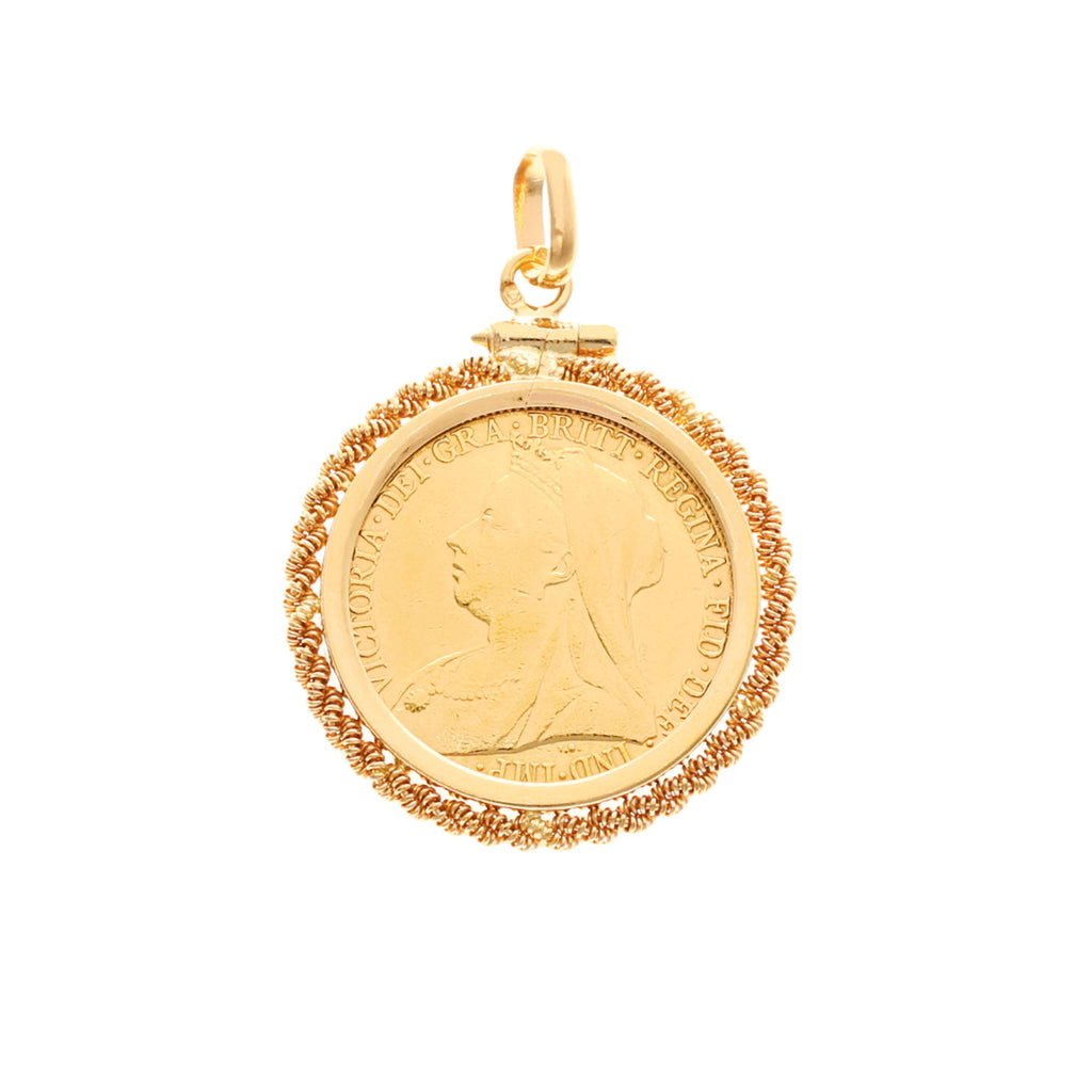 Libra Rainha Vitoria (1896) com Aro Corda em Ouro 19kl