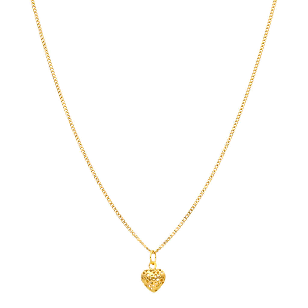 Fio Malha Barbela em Ouro 19kl com Coração Perfurado (49.5cm)