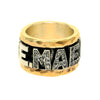 Anel Antistress "Adoro-te Mae" em Prata e Ouro 9kl  com Zircónias (T13)