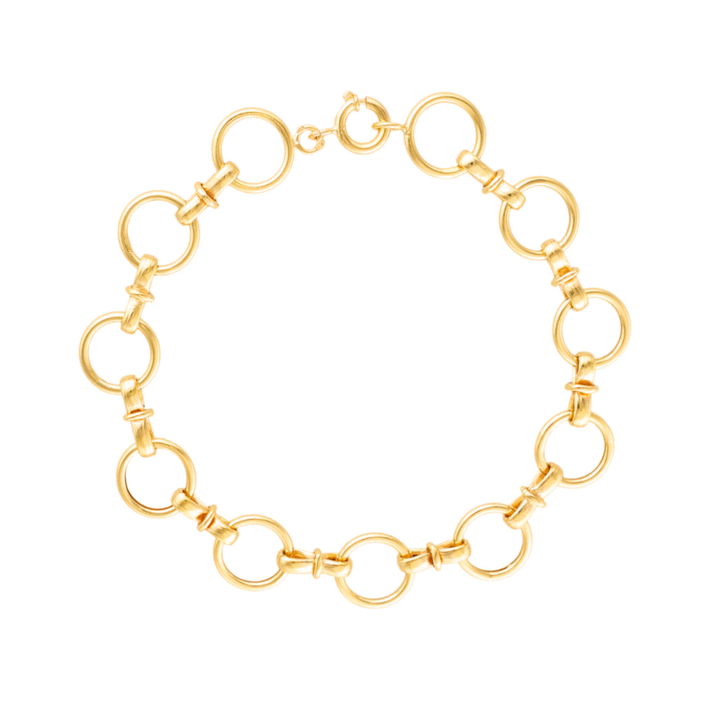 Pulseira em Ouro 19kl com Circulos e Traves (18cm)