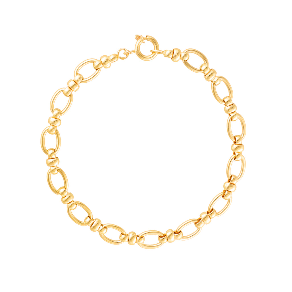 Pulseira em Ouro 19kl com Elos Ovais e Traves (18cm)