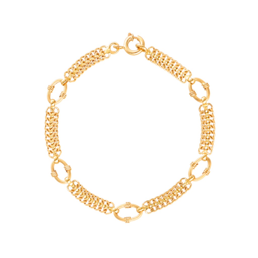 Pulseira em Ouro 19kl com Malha Espinha e Elos Ovais  (17cm)