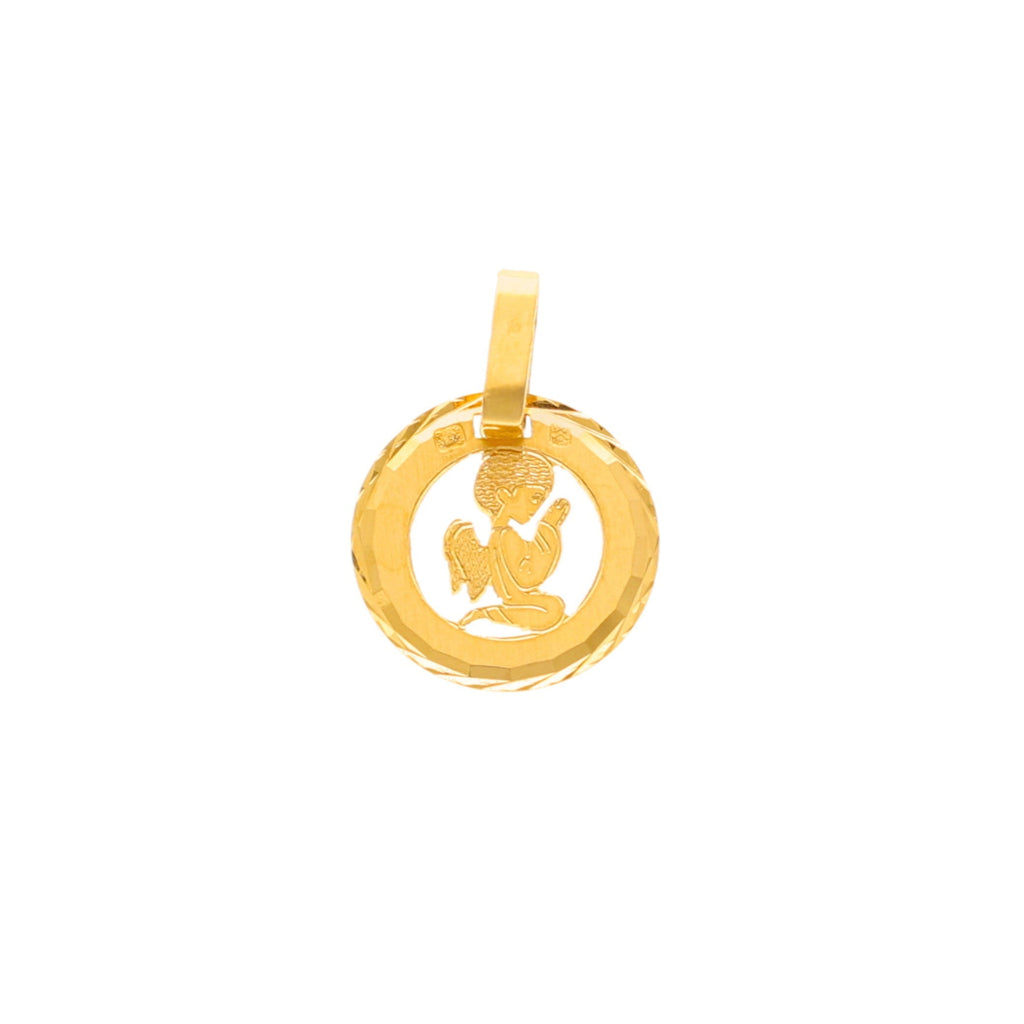 Medalha Redonda em Ouro 19kl com Anjo da Guarda (1.1cm)