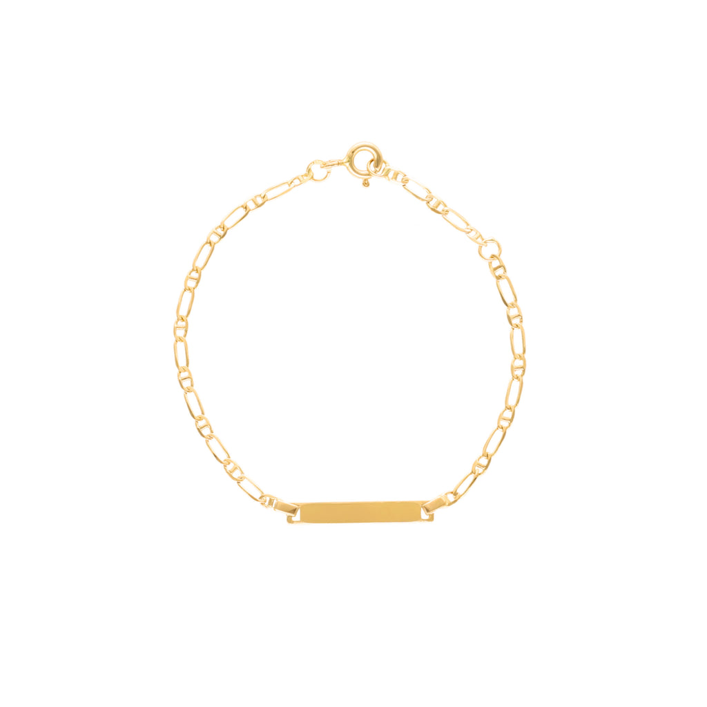 Pulseira Malha Marinheiro para Criança em Ouro 19kl com Chapa (12.5cm)