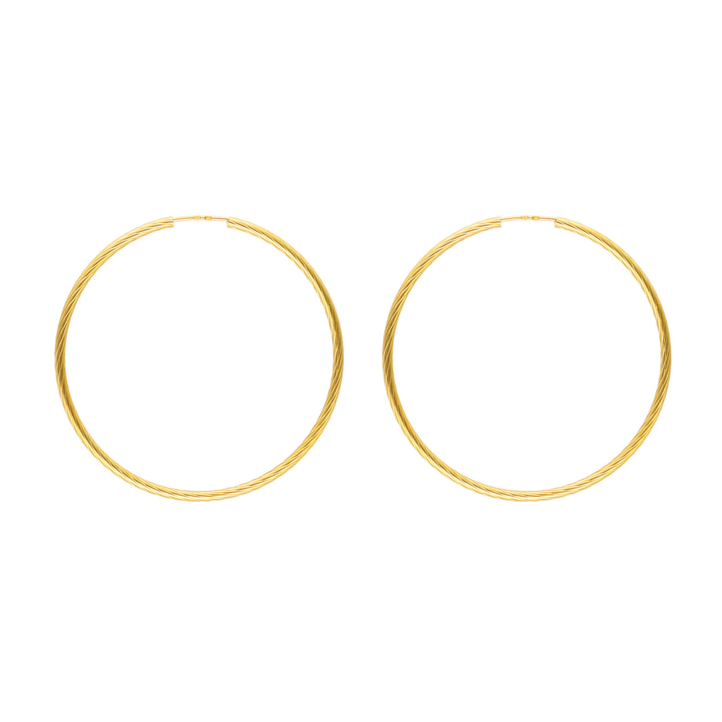 Argolas Grandes Raiadas em Ouro 19kl (4.8cm)