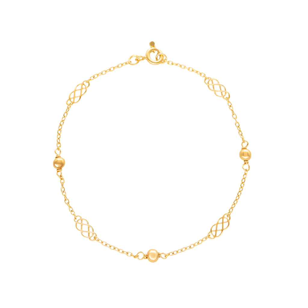 Pulseira em Ouro 19kl com Esferas e Elos Infinito (19cm)