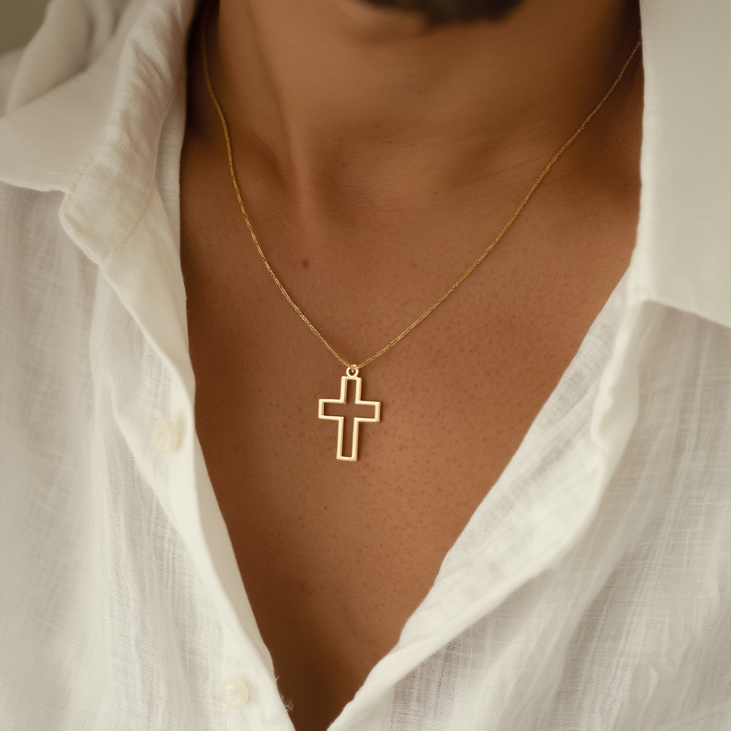 Crucifijo plano en oro de 19 k (1,7 cm)