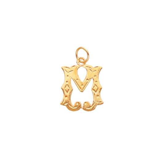 Striped Letter J Medal in 19k Gold (1.5cm)