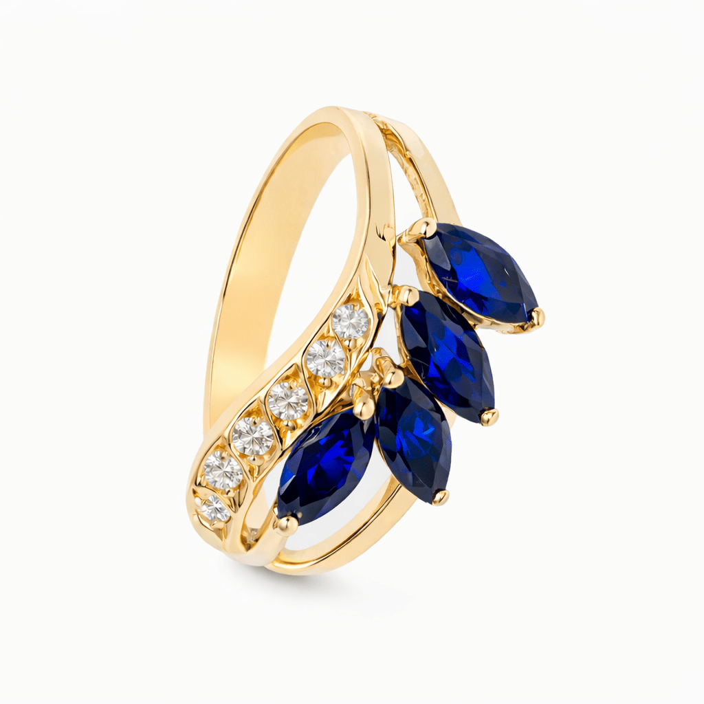 Anillo de oro de 19 kl con zafiros y diamantes (T16) - Gold Store Premium