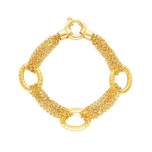 Pulseira Elos Portugueses em Ouro 19kl com Elos Martelados (19cm)