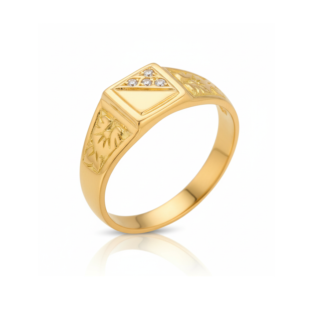 Anel Mesa em Ouro 19kl com Zircónias (T15)