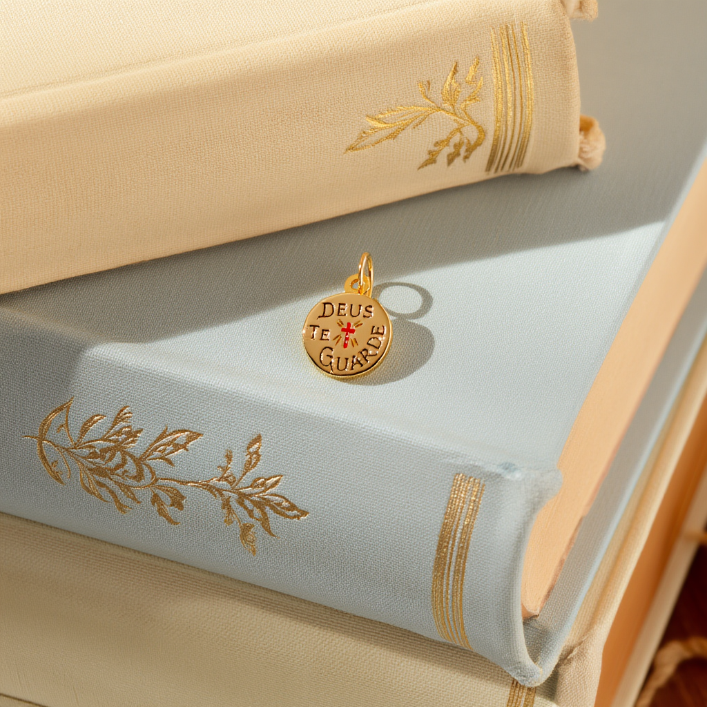 Medalha "Deus te Guarde "em Ouro 19kl (1.1cm)