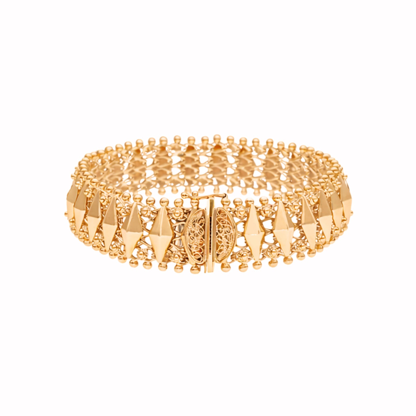 Pulseira Tapete em Ouro 19kl com Losangos e Caramujos