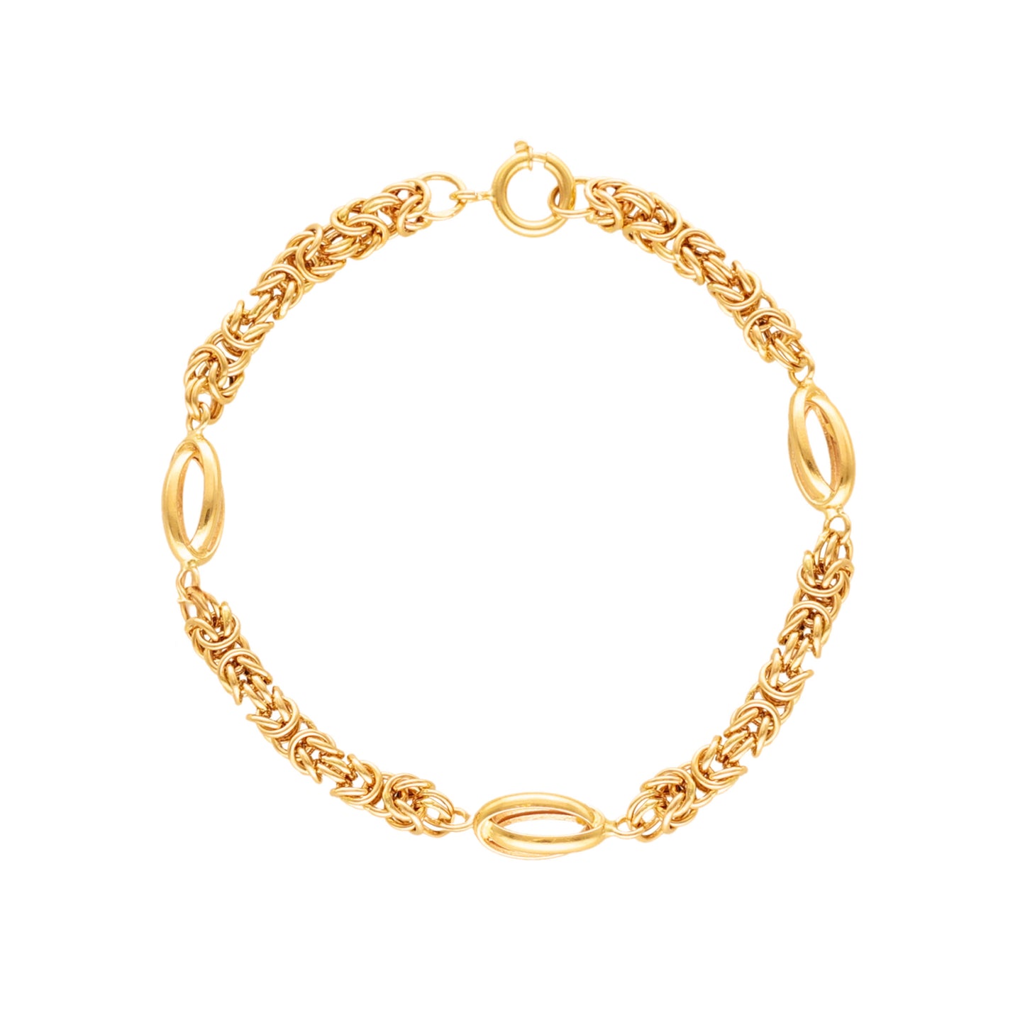 Pulseira Malha Virolinha com Rocas em Ouro 19kl (18.5cm)