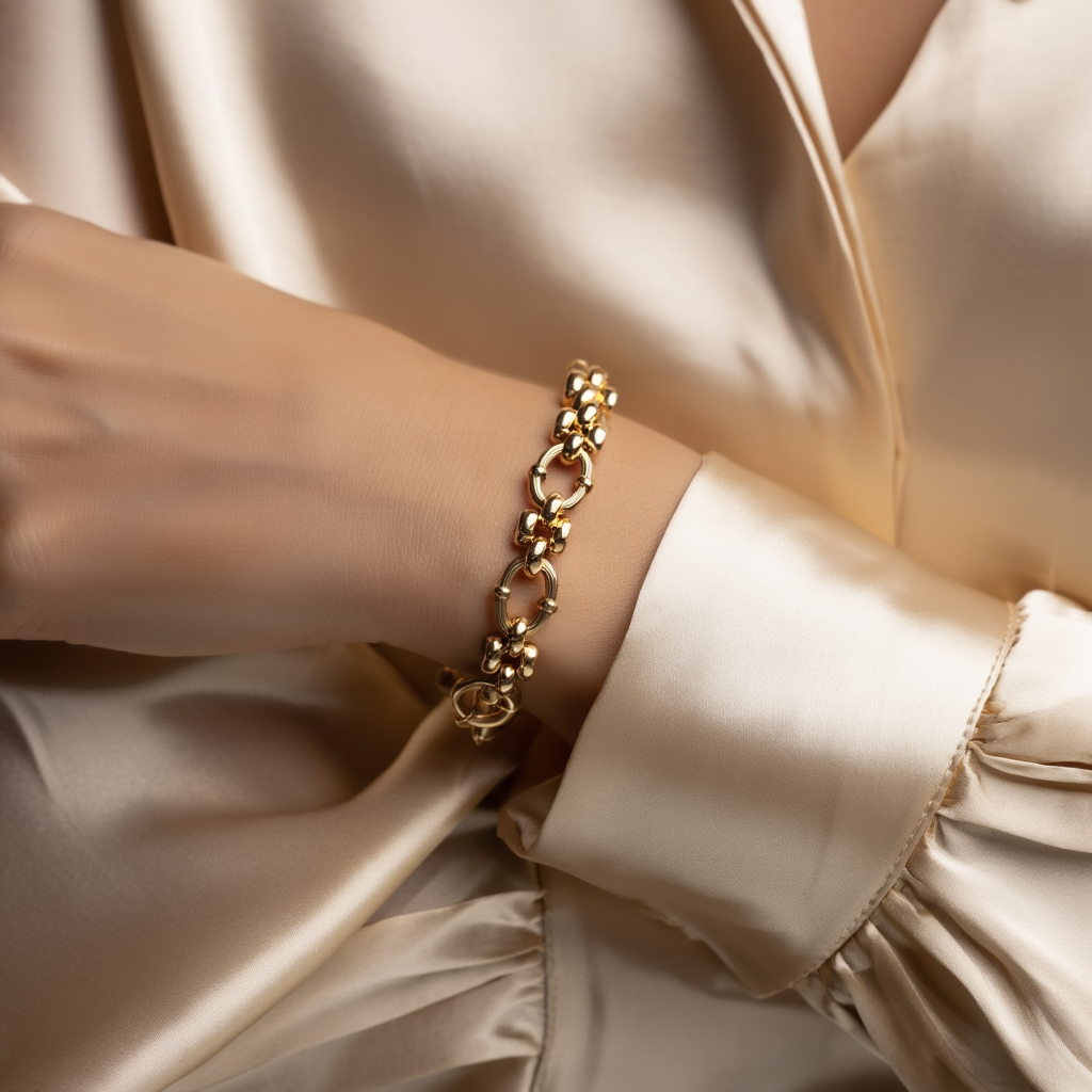 Pulseira em Ouro 19kl com Elos Trabalhados (19cm)