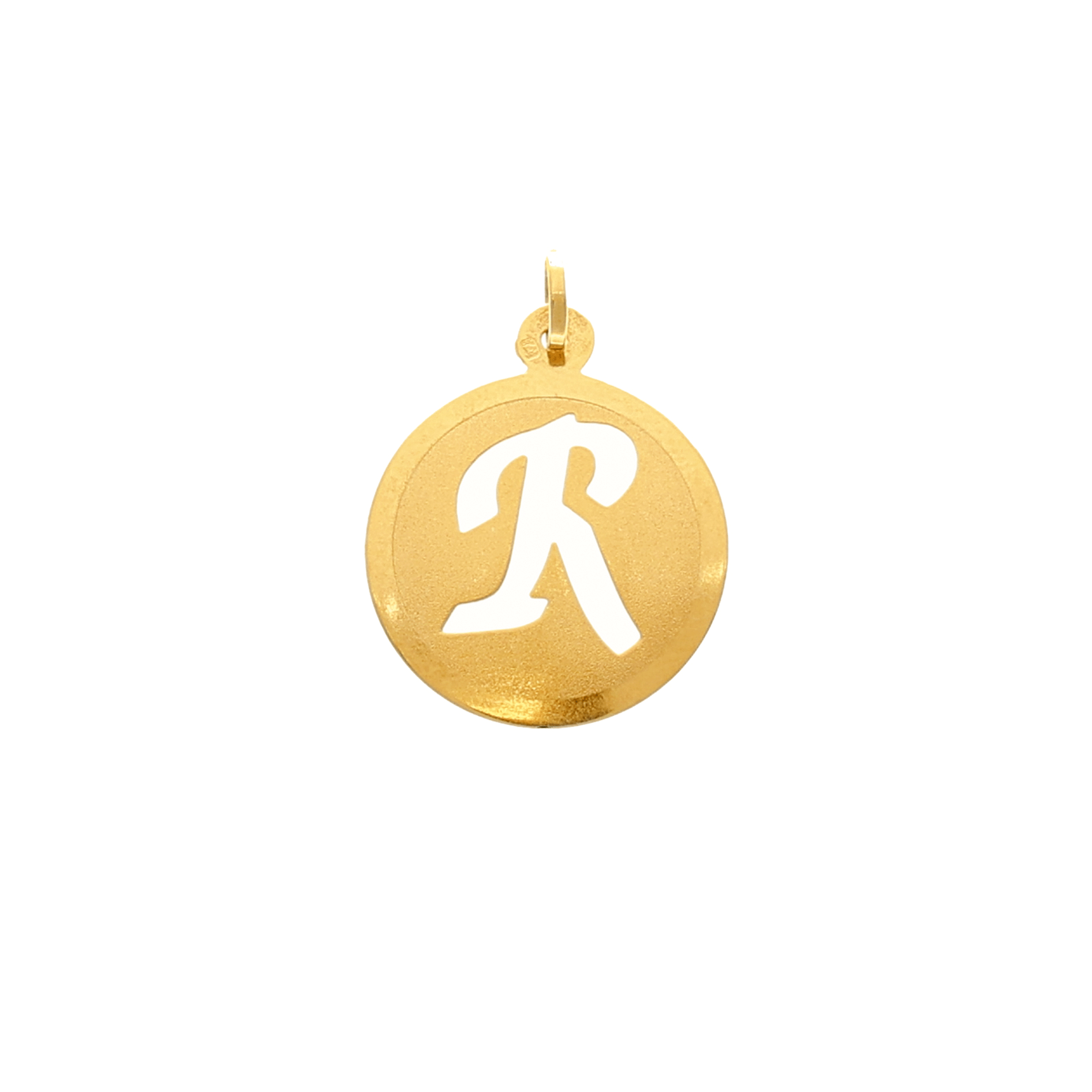 Medalla Redonda de Oro 19,2kl con Letra R (1,7cm)