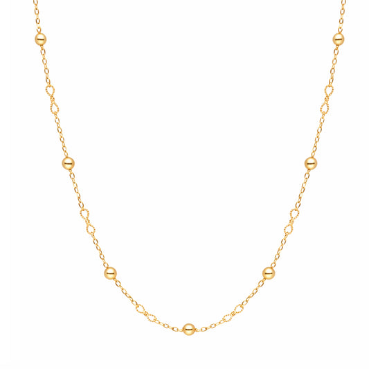 Fio Malha Infinito em Ouro 19kl com Esferas (50.5cm)