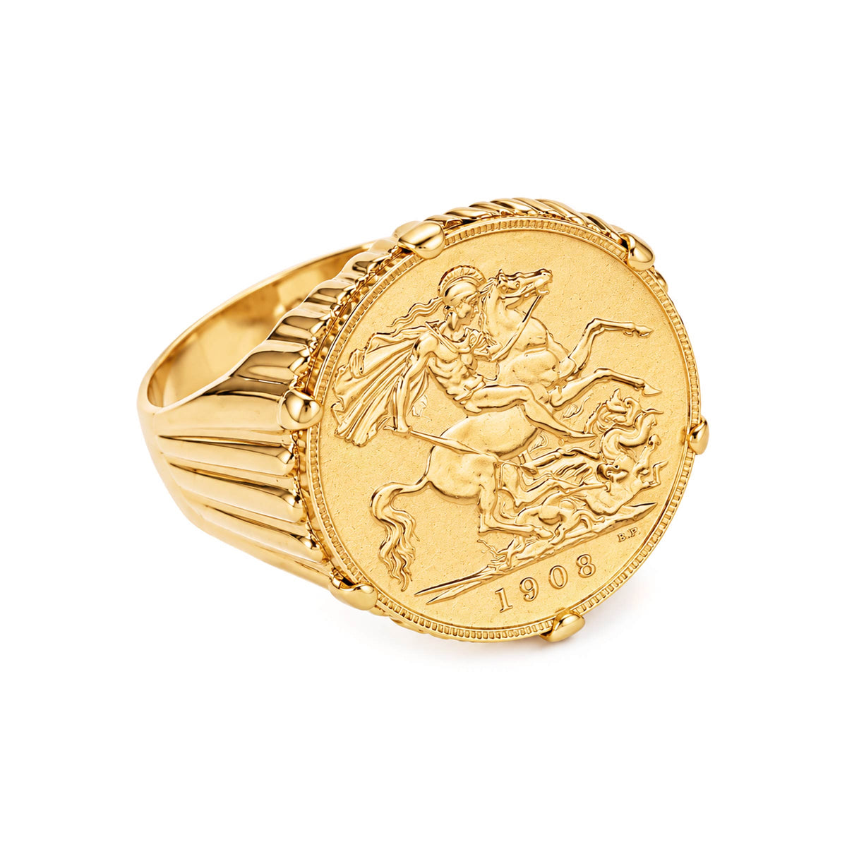 Anel em Ouro 19kl com Meia Libra em Ouro 22kl (T22)