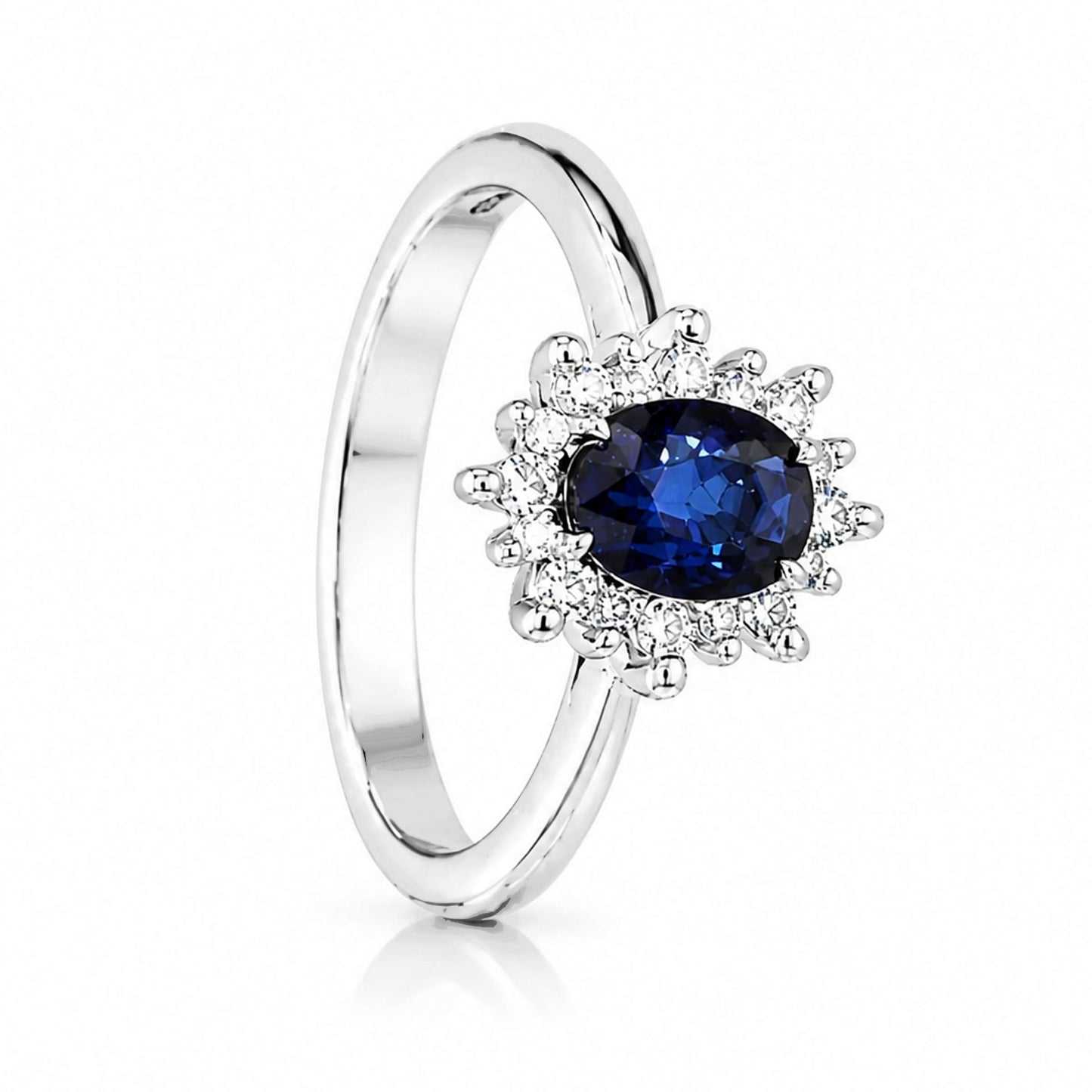 19kt White Gold Shower Ring with Sapphire and Diamonds