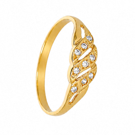 Anel Ondas em Ouro 19kl com Zircónias (T13)
