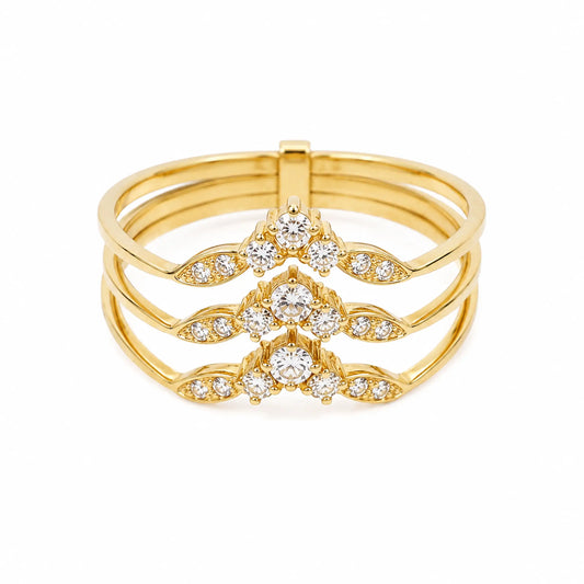 Anel em Ouro 19kl com Tiaras de Zircónias (T15)