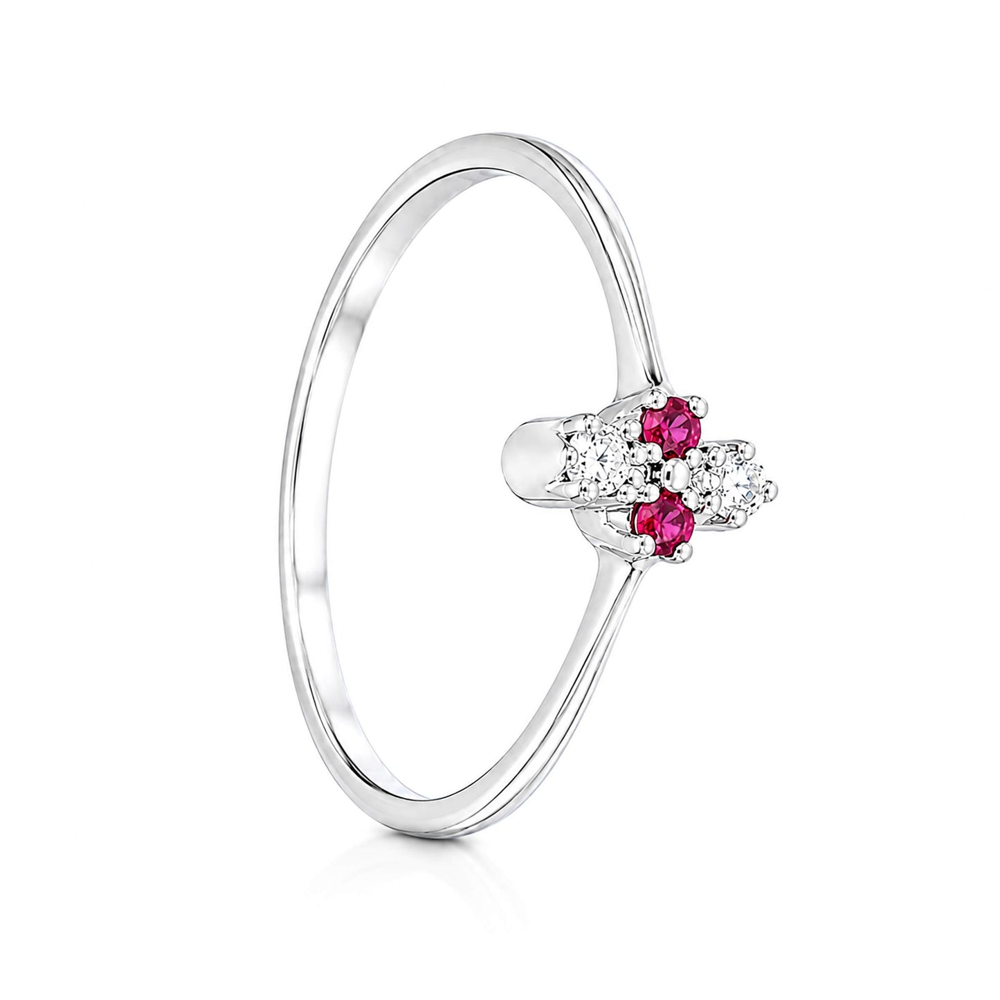 Anel em Ouro Branco 19kl com Rubi e Diamantes (T15)