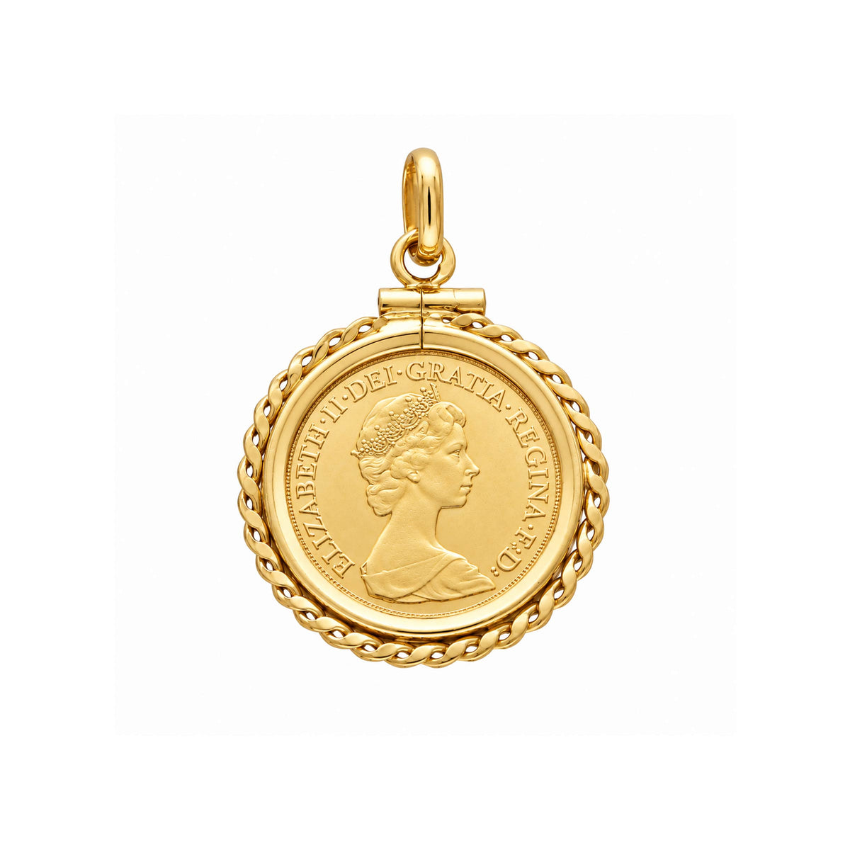 Meia Libra Rainha Isabel II (1982) com Aro Cruzado em Ouro