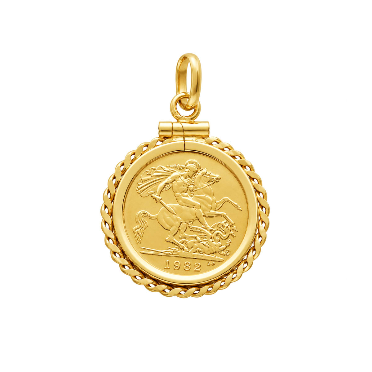 Meia Libra Rainha Isabel II (1982) com Aro Cruzado em Ouro