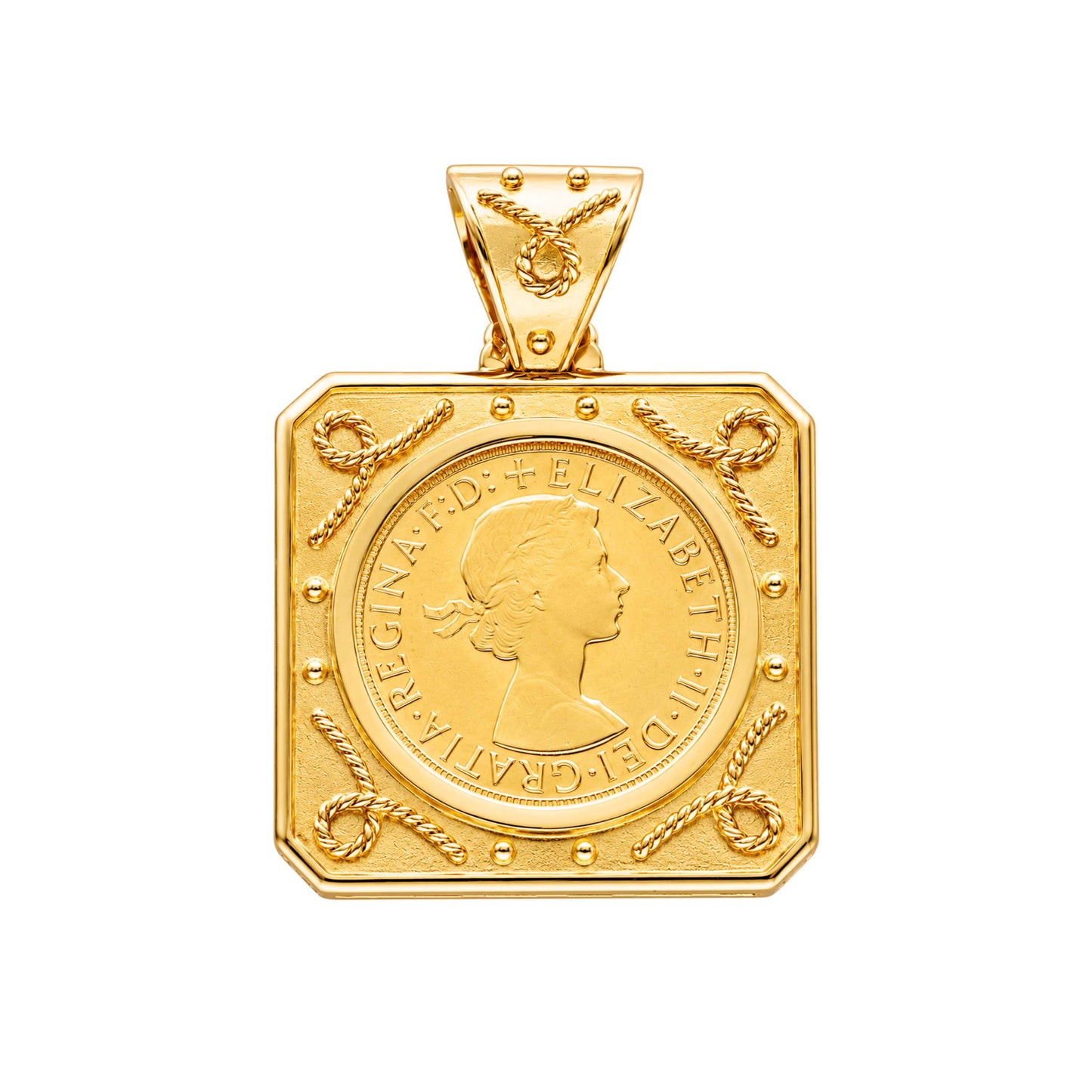 Libra Rainha Isabel II (1868) com Aro Quadrado em Ouro 19kl
