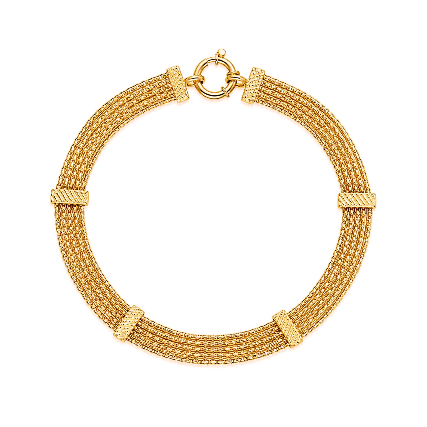 Pulseira Fiadas Malha Batida em Ouro 19kl