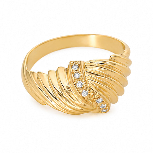 Anel em Ouro 19kl com Moissanites (T16)