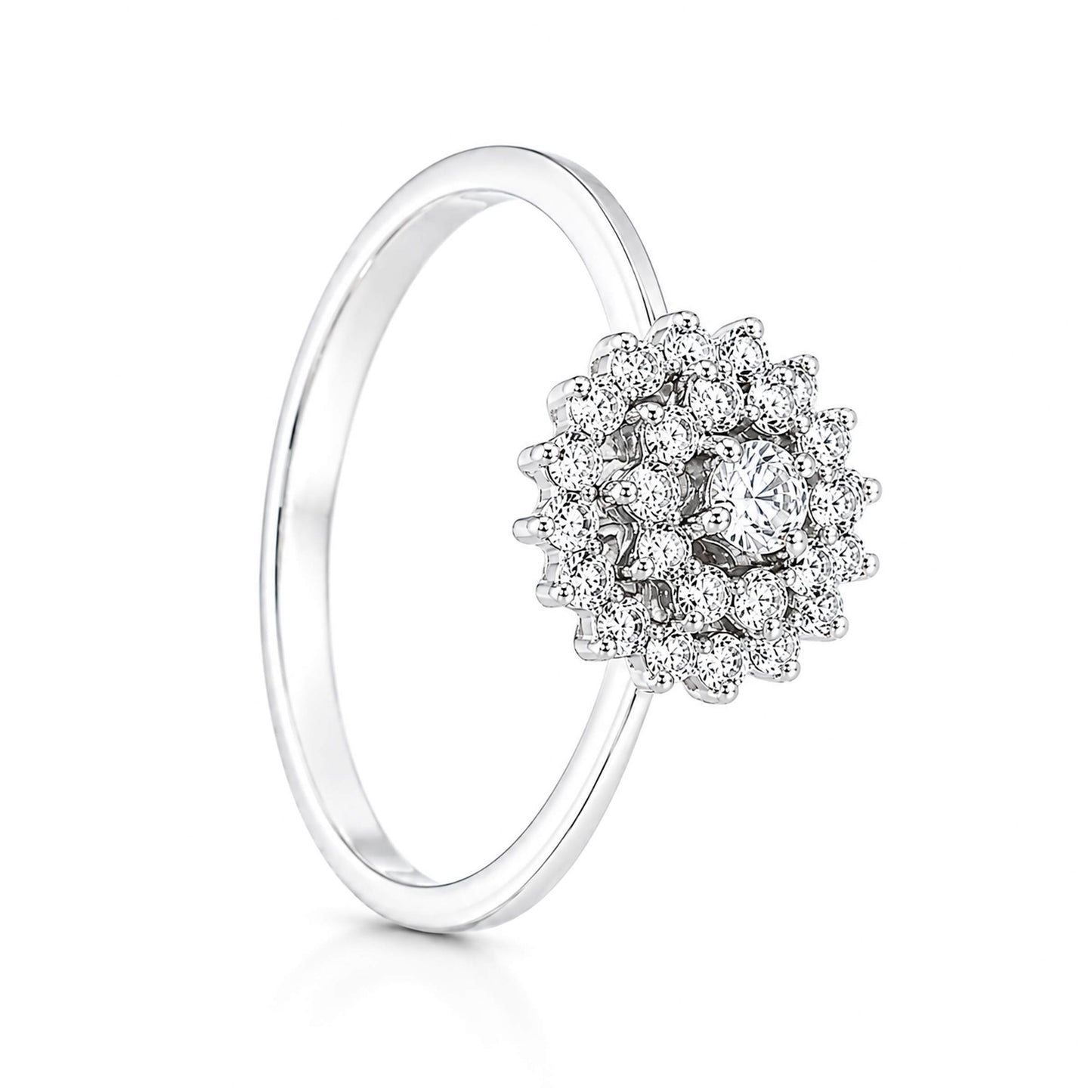 Anel Chuveiro em Ouro Branco de 19kl com Diamantes (T12)