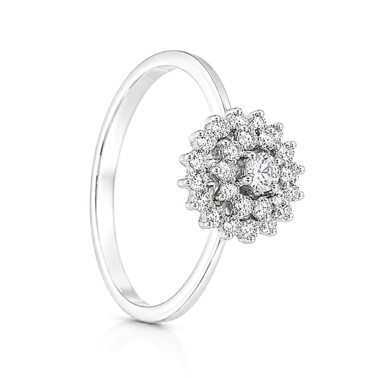 Anel Chuveiro em Ouro Branco de 19kl com Diamantes (T12)