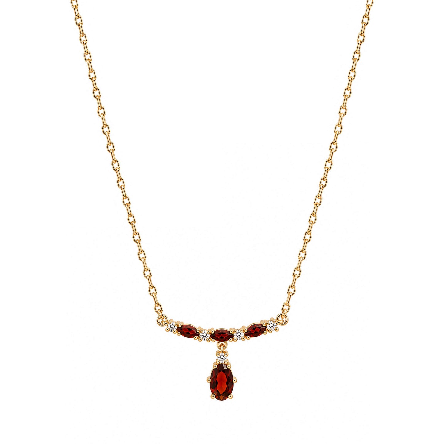 Gargantilha em Ouro 19kl com Zircónias e Granadas (37cm)