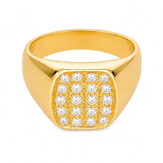 Anel Mesa em Ouro 19kl com Diamantes (T22)