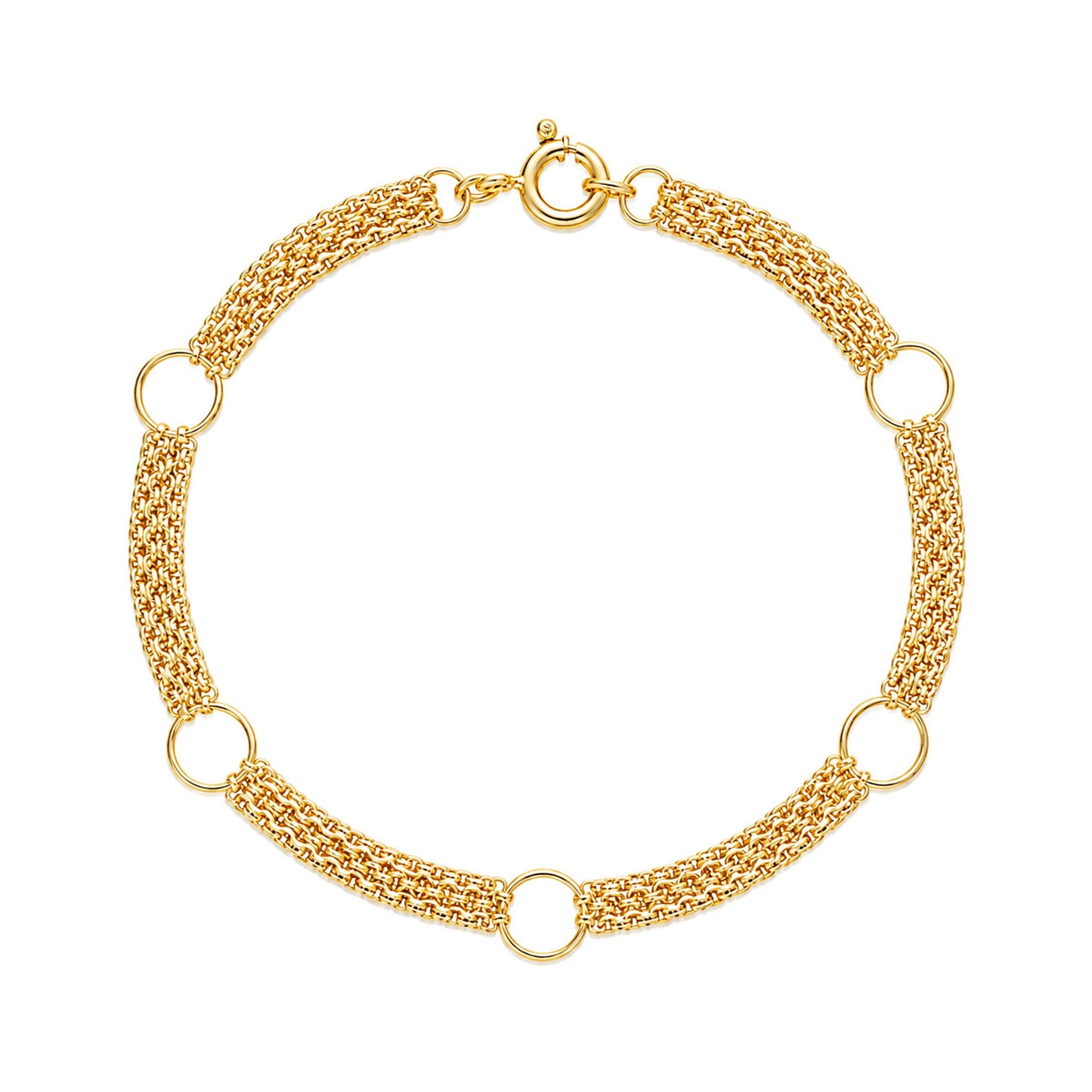 Pulseira em Ouro 19kl com Três Fiadas em Elos Portugueses (18cm)