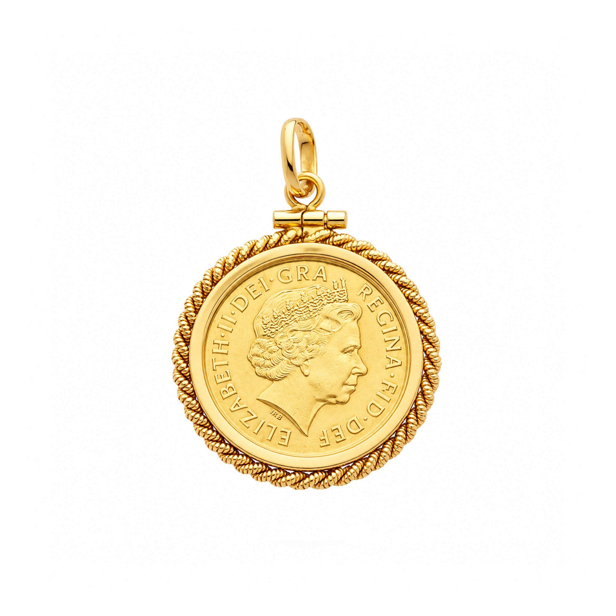 Meia Libra Rainha Isabel II (2002) em Ouro de 22kl com Aro Corda em Ouro de 19kl