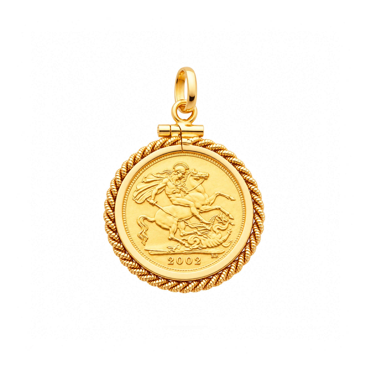 Meia Libra Rainha Isabel II (2002) em Ouro de 22kl com Aro Corda em Ouro de 19kl