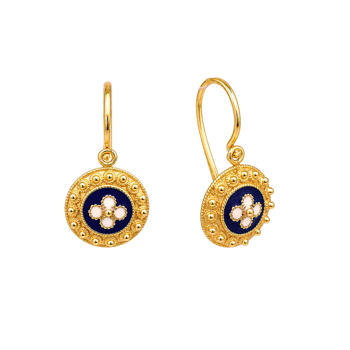 Brincos Caramujo em Ouro de 19kl com Esmalte Coloridos
