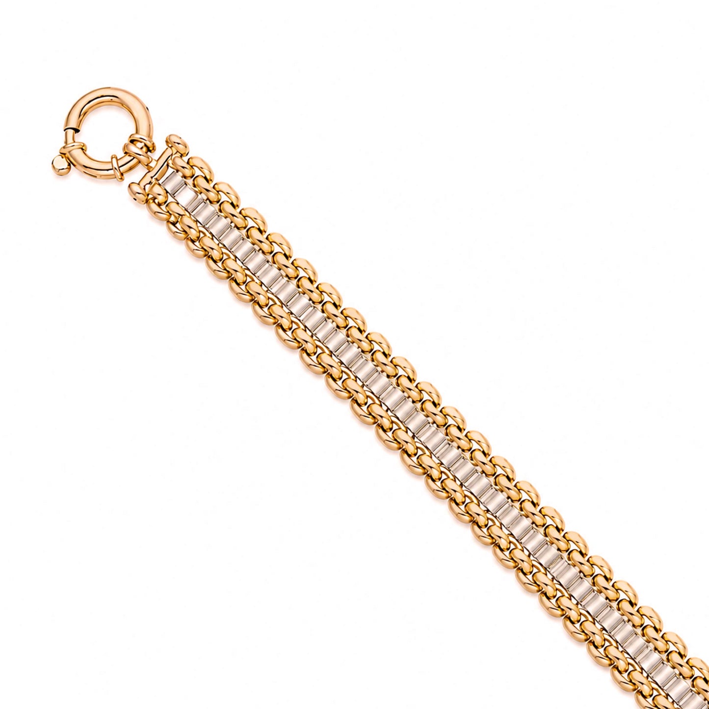 Pulseira Bicolor Articulada em Ouro 19kl