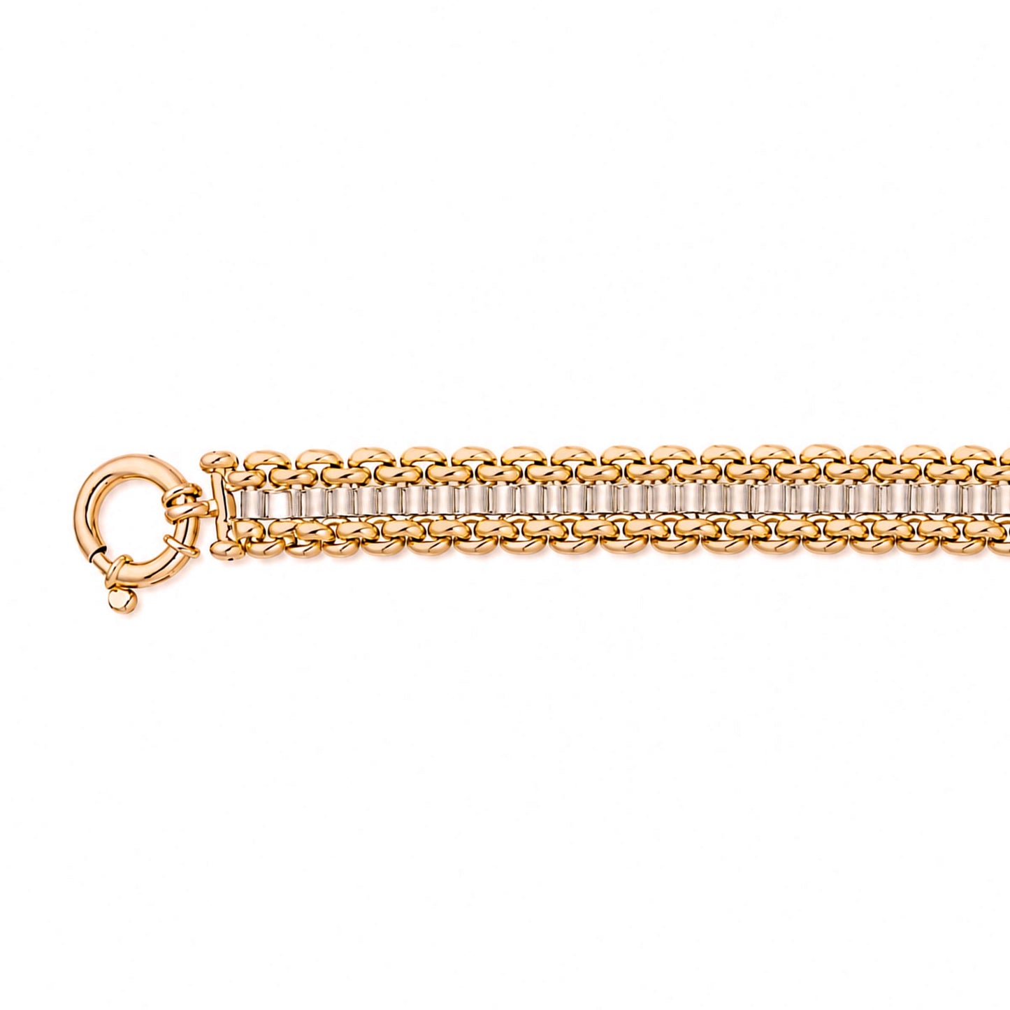 Pulseira Bicolor Articulada em Ouro 19kl